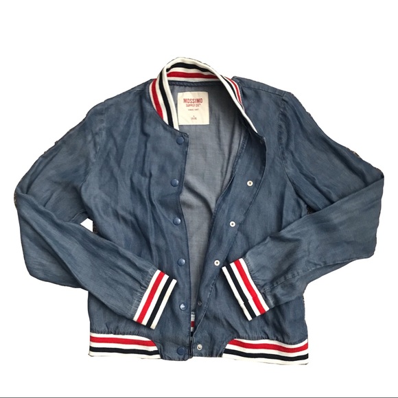 red white and blue jean jacket